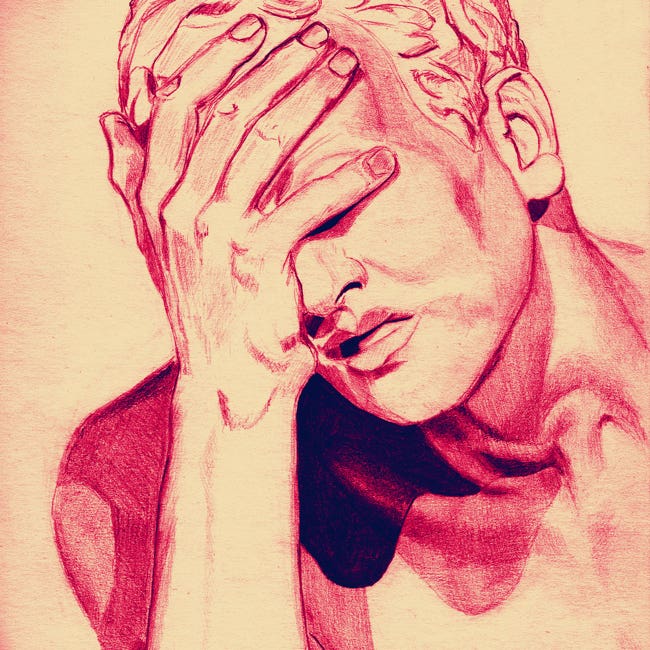 Il Dolore pencil on paper, 1991 (added a photoshop gradient)